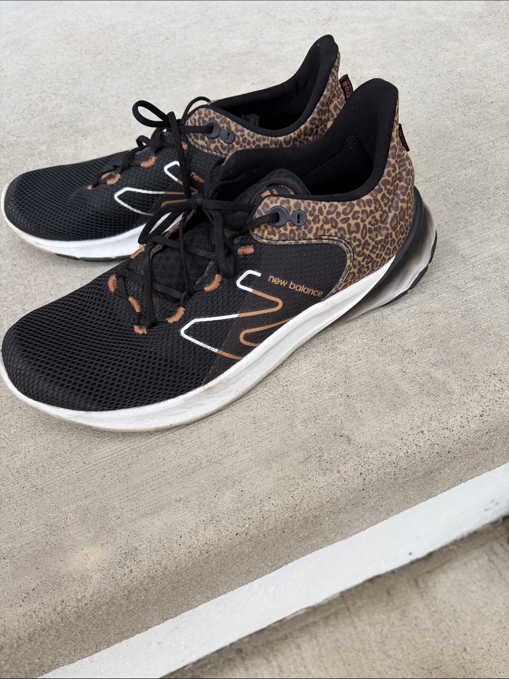 New Balance Black Athletic Sneakers with Leopard Print Accents - Picture 4 of 4